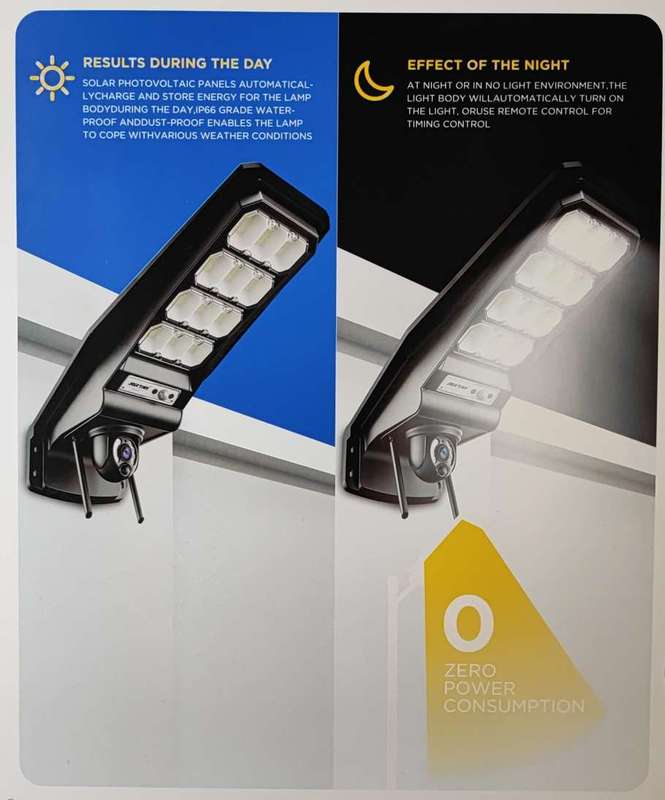 Jortan Solar Powered LED Street Pole Light with Wifi IP Camera - Eco-friendly Outdoor Lighting wi...