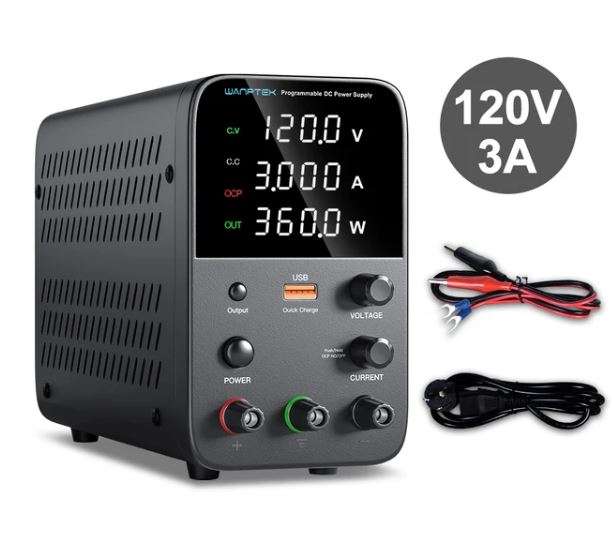 Wanptek Adjustable DC Power Supply 120V 3A USB Digital Lab Bench Power Supply