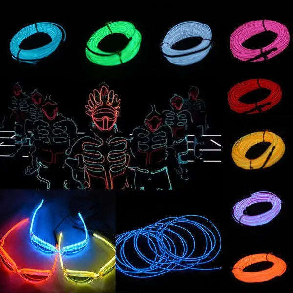 5M 12V Flexible Neon EL Wire Light Strip  Ideal for Customizable Vibrant Lighting