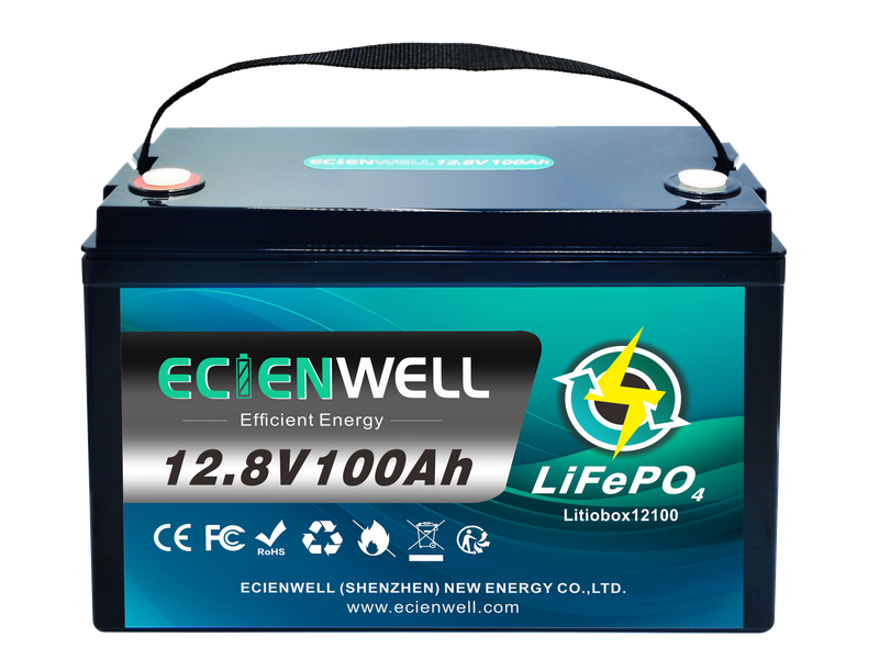 Ecienwell 100AH 12.8v 1.28kwh LiFePo4 Portable Battery - High-Capacity Lithium Iron Phosphate Bat...