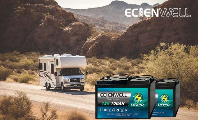 Ecienwell 100AH 12.8v 1.28kwh LiFePo4 Portable Battery - High-Capacity Lithium Iron Phosphate Bat...