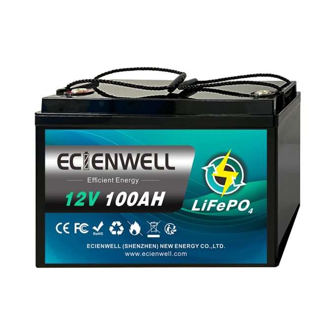 Ecienwell 100AH 12.8v 1.28kwh LiFePo4 Portable Battery - High-Capacity Lithium Iron Phosphate Bat...