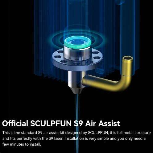 SCULPFUN S9 Air Assist Nozzle Kit High Speed Air Assist Full Metal Structure Fits S9 Lasers Easy ...