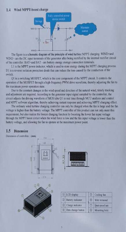 12-24v 1800watt Hybrid Dual Solar and Wind Power MPPT Controller