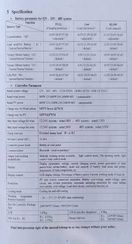 12-24v 1800watt Hybrid Dual Solar and Wind Power MPPT Controller
