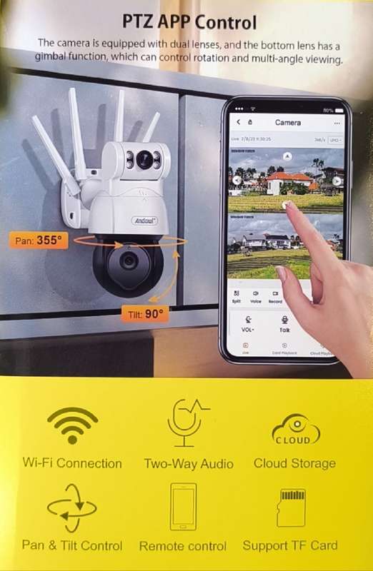 Andowl Q-SX920 4K HD Dual Camera Flood Light Outdoor Remote Smart Monitoring Wireless WiFi IP Camera