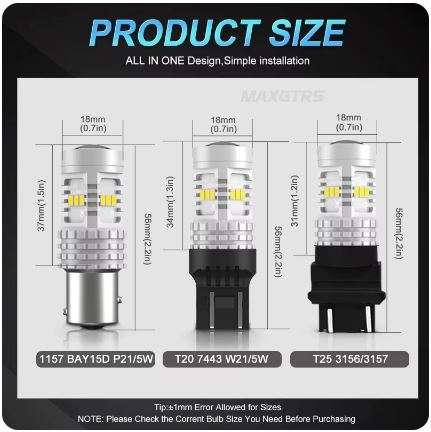 MAXGTRS 7443 W21/5W T20 Double Contact Cool White Led Bulb For Vehicles