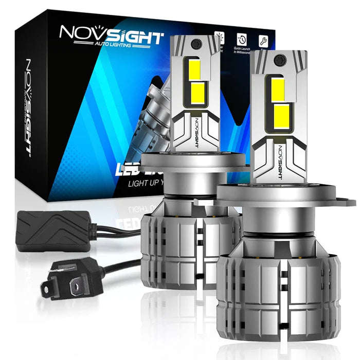 Novsight N60 Ultra Series H4/HB2/9003 200W 40000LM 6500K White Car Headlight LED Kit - Upgrade Yo...