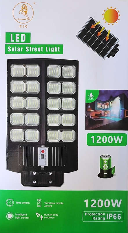EJC 1200Watt Solar Powered Remote Controlled LED Street/Pole Light