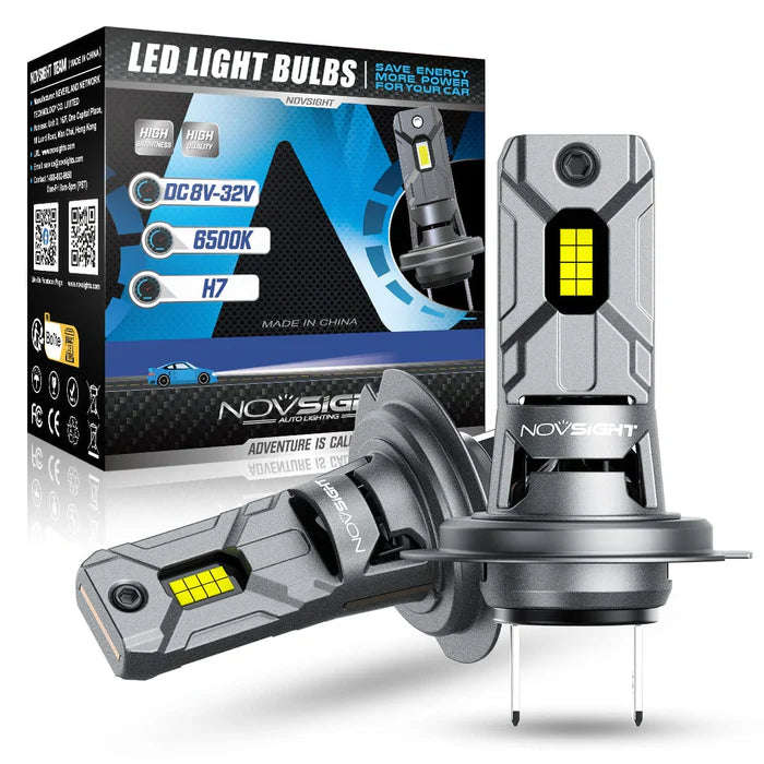Novsight N64 Pro-Mini Series | H7 LED Wireless 60W, 12000LM 6500K White Headlight Kit - Upgrade Y...