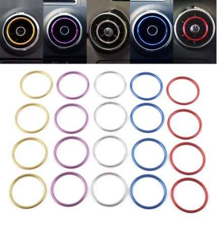 4Pcs Set Car Center Console Air-Condition Vents Outlet Inner Ring Cover Trim Decoration for Audi ...