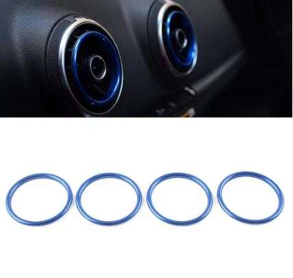 4Pcs Set Car Center Console Air-Condition Vents Outlet Inner Ring Cover Trim Decoration for Audi ...