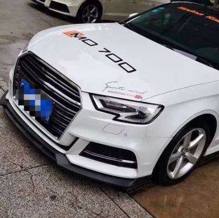 3Pc Carbon Fiber Printing Gloss Black Front Bumper Lip Spoiler for Audi A3/S3 8V Facelifted 2016 ...