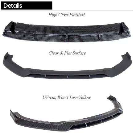 3Pc Carbon Fiber Printing Gloss Black Front Bumper Lip Spoiler for Audi A3/S3 8V Facelifted 2016 ...