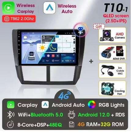 Srnubi Android 13 Carplay Car Radio For Subaru Impreza WRX/STI, Forester 3 SH 2007-2013 2 Din Mul...