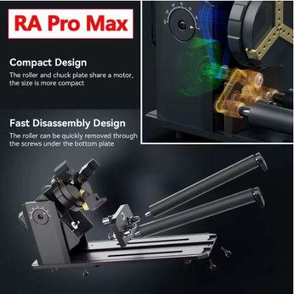 SCULPFUN RA Pro MAX Y-axis Multifunctional Rotary Roller Chuck Module for Laser Engraver with 180...