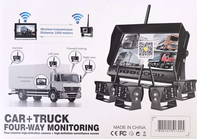 ANDOWL Q-CA698 4-Channel Wireless Heavy Vehicle Camera DVR Kit