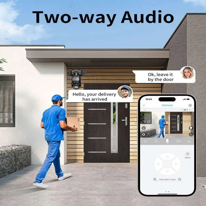 Andowl G819 4G PTZ IP 8K 12MP Security Camera with Triple Lens, Triple Screen, Motion Detection, ...