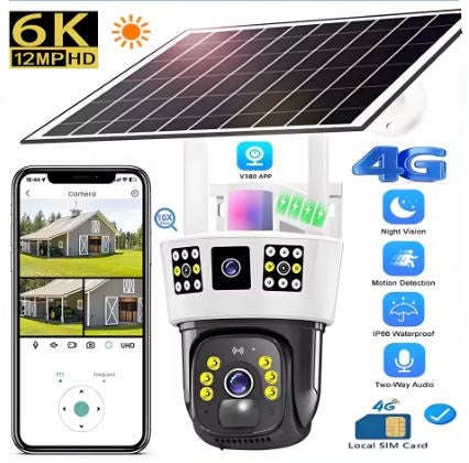 6K Solar 4G SIM IP CCTV 12MP Surveillance Camera