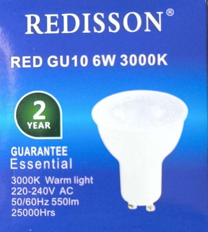 REDISSON GU10 6Watt 240vAC 3000k (Warm White) LED Downlight Bulb - Versatile Lighting Solution