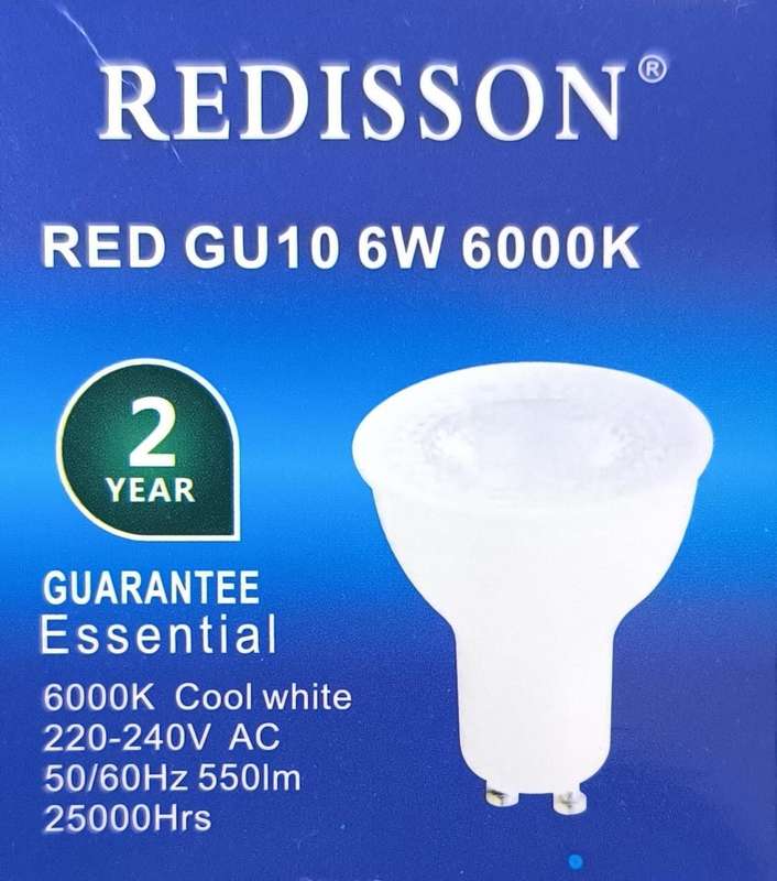 REDISSON GU10 6Watt 240vAC 6000k (Cool White) LED Downlight Bulb - Versatile Lighting Solution