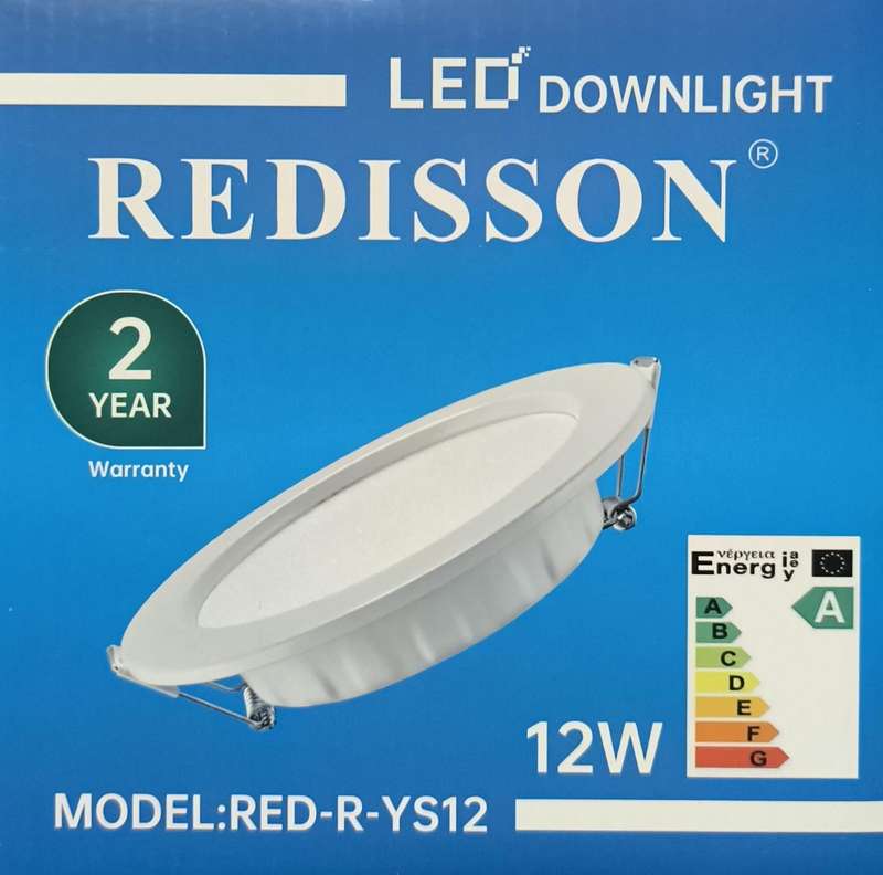 REDISSON 12Watt 250v AC 6500K Cool White LED Flush Mount Downlight