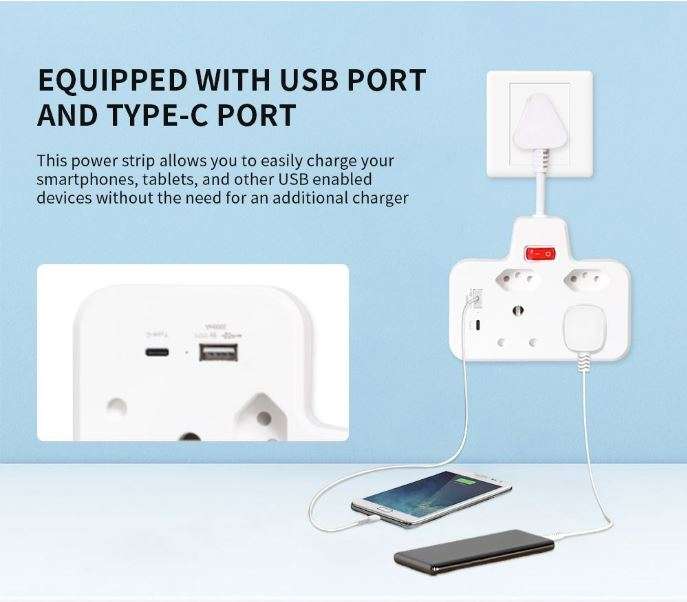 REDISSON RN-04 USB 4 Way Multiplug with USB+Type-C