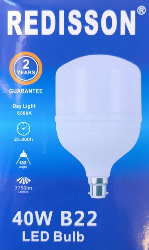 REDISSON 220v AC 40Watt B22 (Push and Twist Type) 6500K Cool White LED Bulb