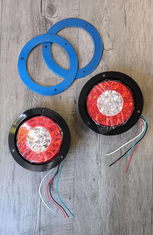 2Pcs 24v Round Truck/Trailer 16LED Rear Tail Stop Light RED + White