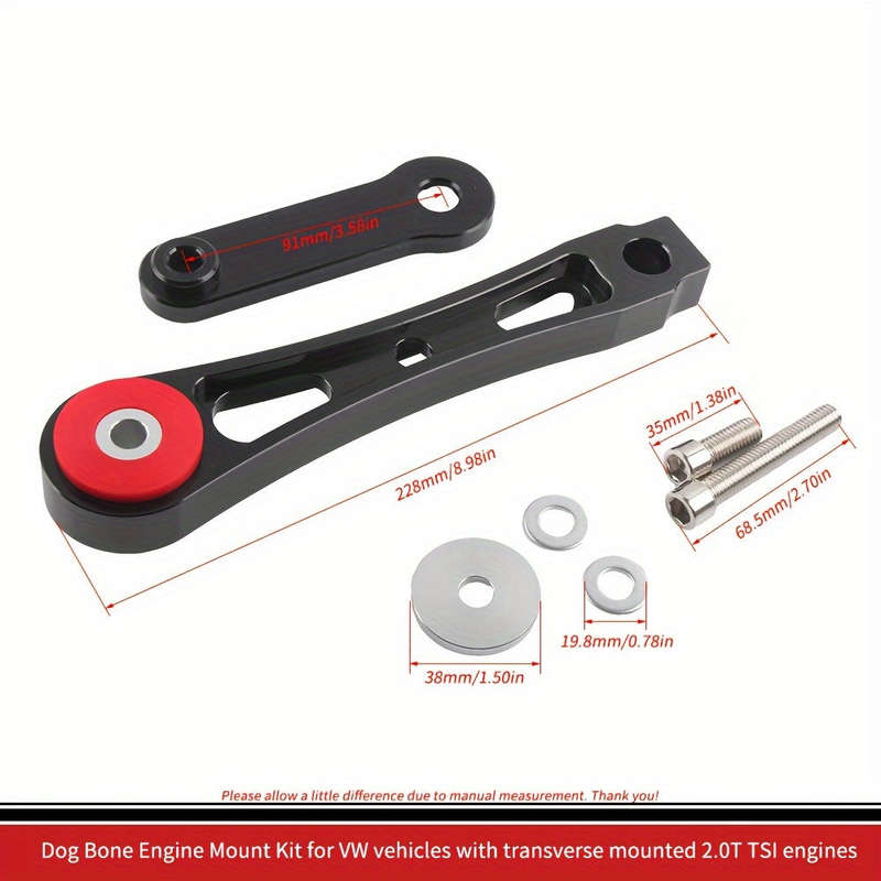 1pc VW Dog Bone Engine Mount Kit, Front Position, Compatible with Transverse 2.0T Engines, Includ...