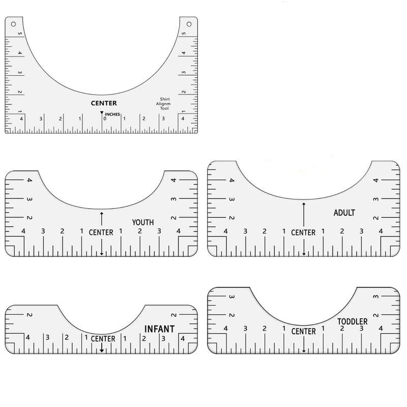 Shirt Ruler Guide Alignment Tool - 5 Piece set