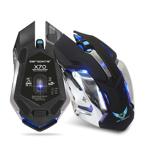 Zerodate Rechargeable Wireless Gaming Mouse - white