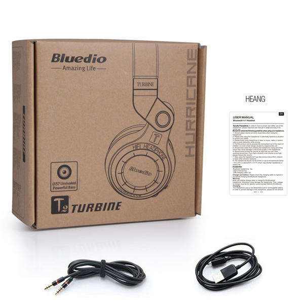 Original Bluedio T2 Over Ear Turbine Bluetooth Headphones - White