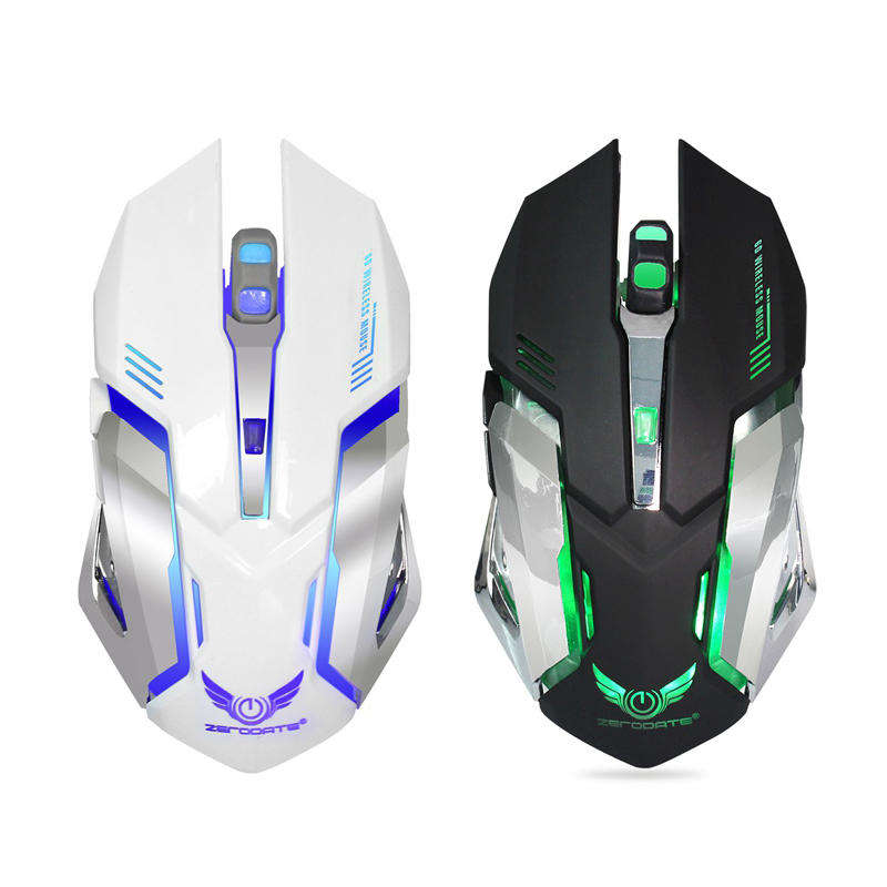 Zerodate Rechargeable Wireless Gaming Mouse - white