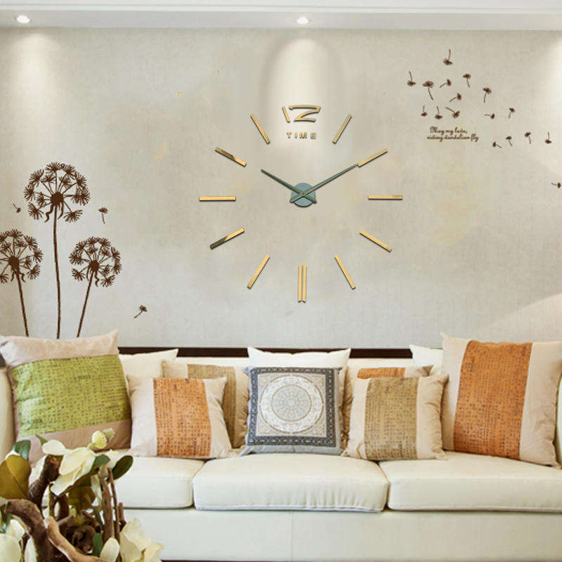 Large 3D DIY Mirror Wall Clock - Black