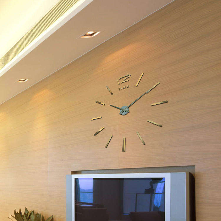Large 3D DIY Mirror Wall Clock - Black