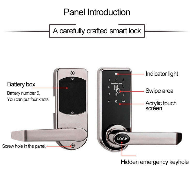 OS8818 Password + Key + Sensor Card Zinc Alloy Electronic Door Lock Touch Screen Electronic Code ...