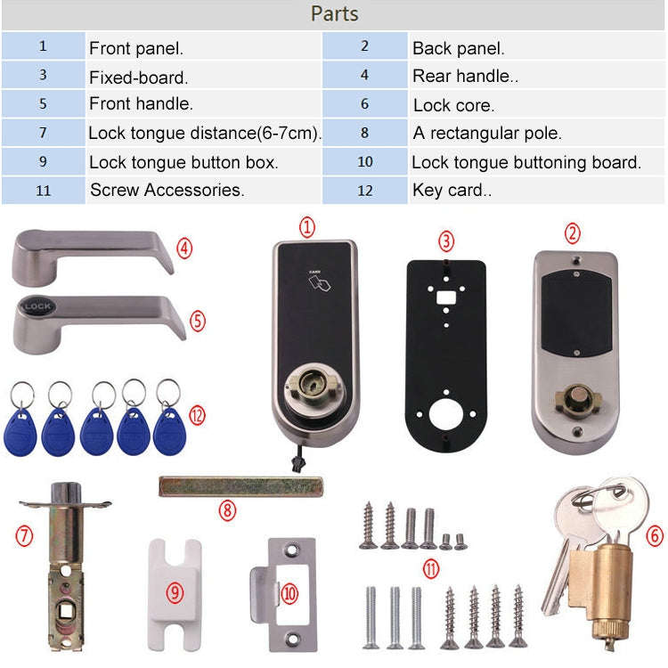 OS8818 Password + Key + Sensor Card Zinc Alloy Electronic Door Lock Touch Screen Electronic Code ...