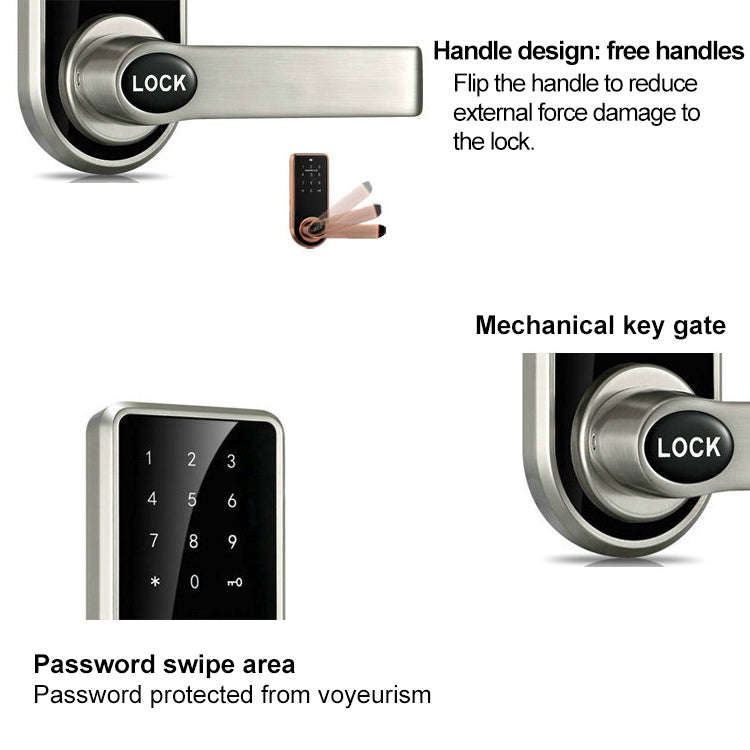 OS8818 Password + Key + Sensor Card Zinc Alloy Electronic Door Lock Touch Screen Electronic Code ...