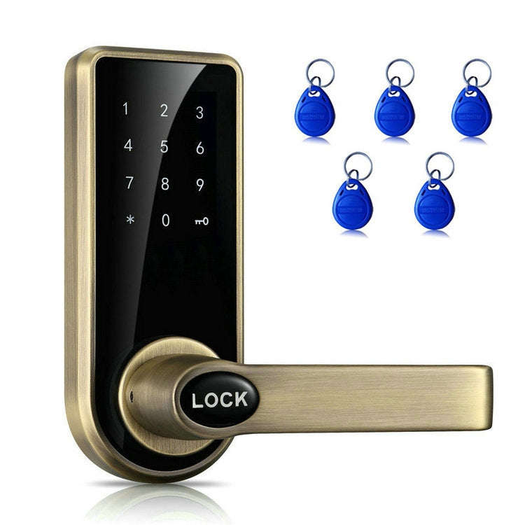 Password + Key + Sensor Card Zinc Alloy Red Bronze Electronic Door Lock Touch Screen Electronic C...