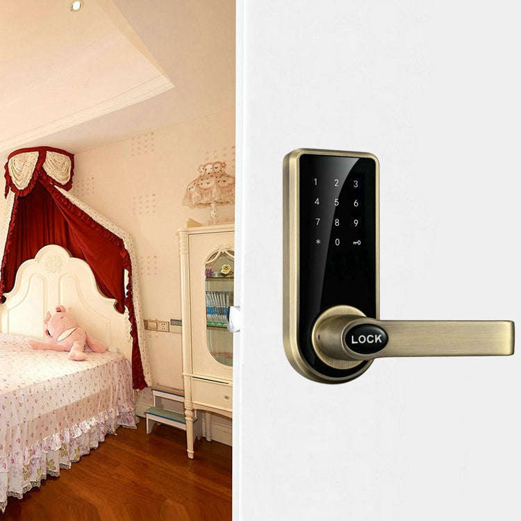 Password + Key + Sensor Card Zinc Alloy Red Bronze Electronic Door Lock Touch Screen Electronic C...