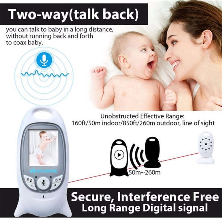 VB601 2.0 inch LCD Screen Hassle-Free Portable Baby Monitor, Support Two Way Talk Back, Night Vis...