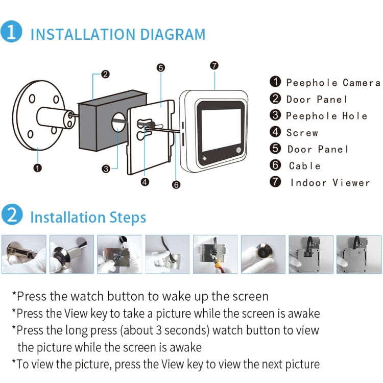 X5 2.4 inch Screen 2.0MP Security Camera No Disturb Peephole Viewer, Support TF Card(Black)