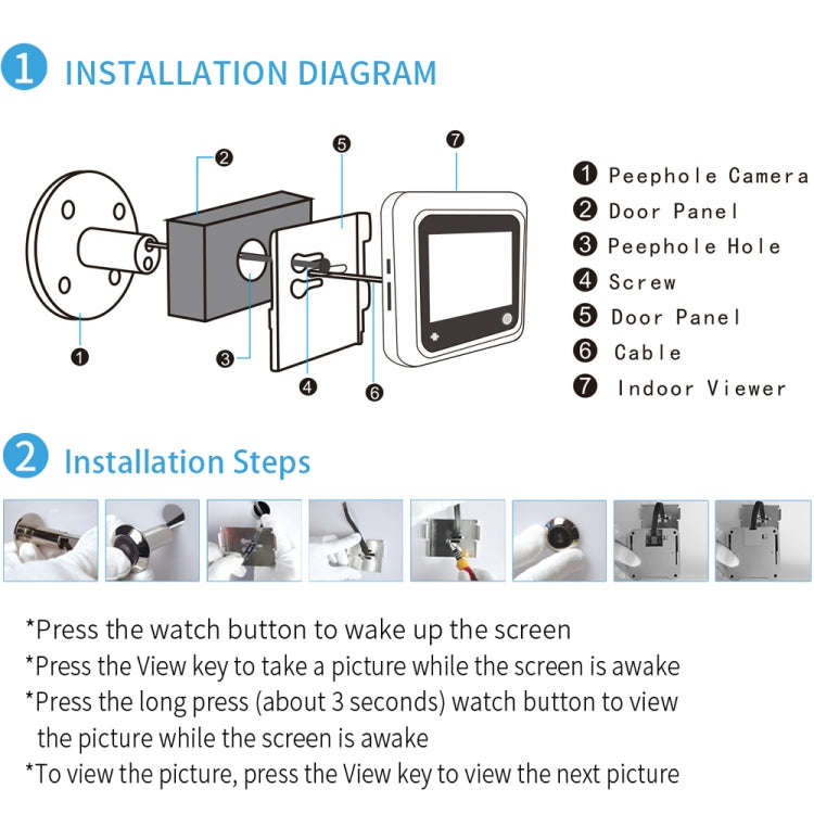 X5 2.4 inch Screen 2.0MP Security Camera No Disturb Peephole Viewer, Support TF Card(Gold)