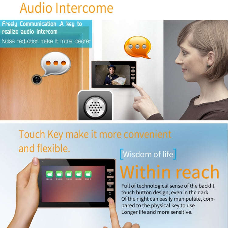 45CHD-M 4.5 inch Screen 3.0MP Security Camera No Disturb Peephole Viewer, Support TF Card / Night...