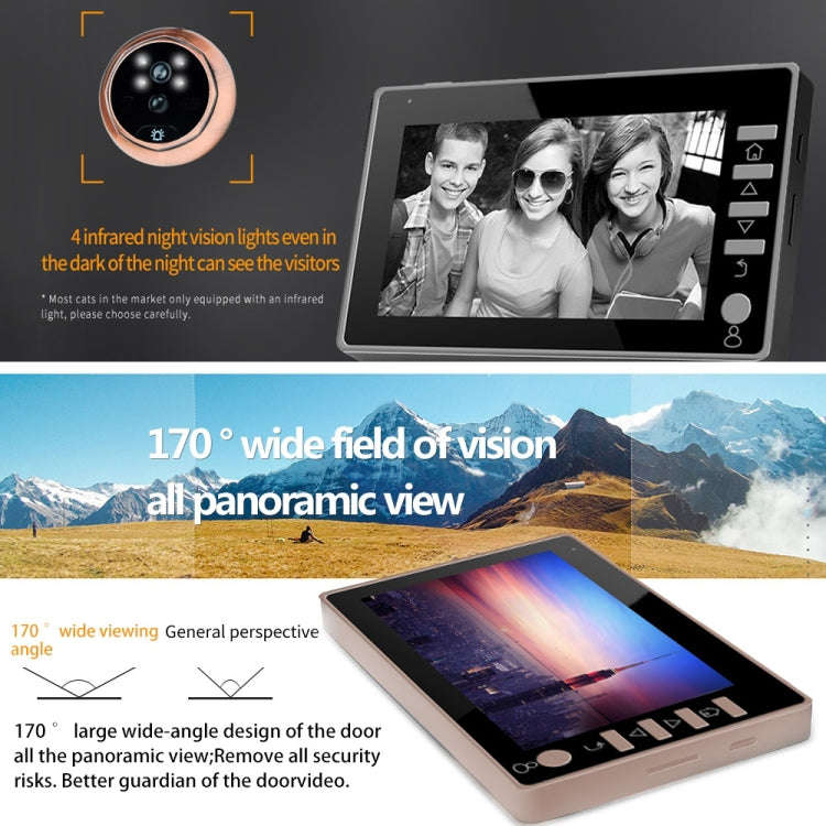 45CHD-M 4.5 inch Screen 3.0MP Security Camera No Disturb Peephole Viewer, Support TF Card / Night...