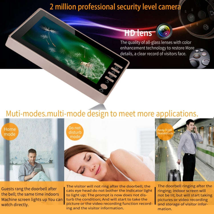 45CHD-M 4.5 inch Screen 3.0MP Security Camera No Disturb Peephole Viewer, Support TF Card / Night...