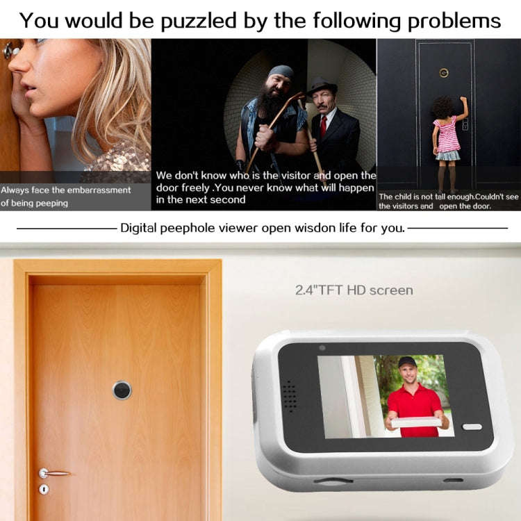 X8 2.4 inch Screen 2.0MP Security Camera No Disturb Peephole Viewer, Support TF Card