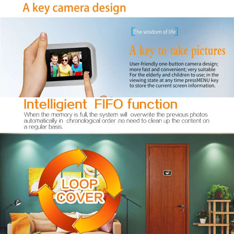 X8 2.4 inch Screen 2.0MP Security Camera No Disturb Peephole Viewer, Support TF Card