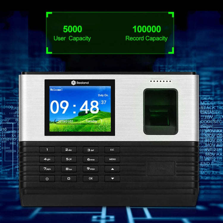 Realand AL355 Fingerprint Time Attendance with 2.8 inch Color Screen & ID Card Function & WiFi